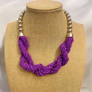 Silver & Purple Seed Bead Necklace